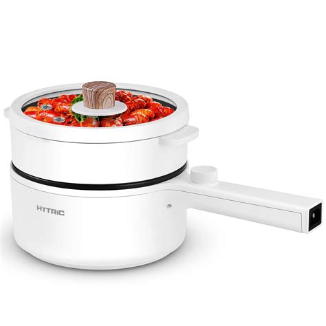 Hytric Electric Hot Pot L Portable Nonstick Pan for Sauté with Steamer Multifunction