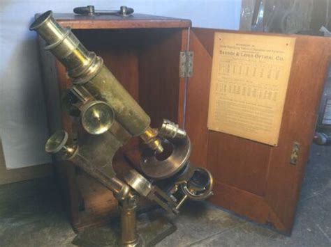 Antique Brass Bausch And Lomb Microscope 1876 And 1885 Patent Dates