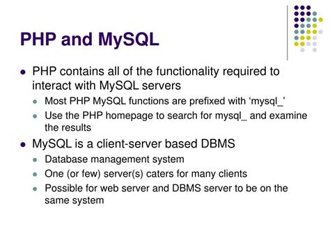 PPT - MySQL and PHP PowerPoint Presentation, free download - ID:4349566