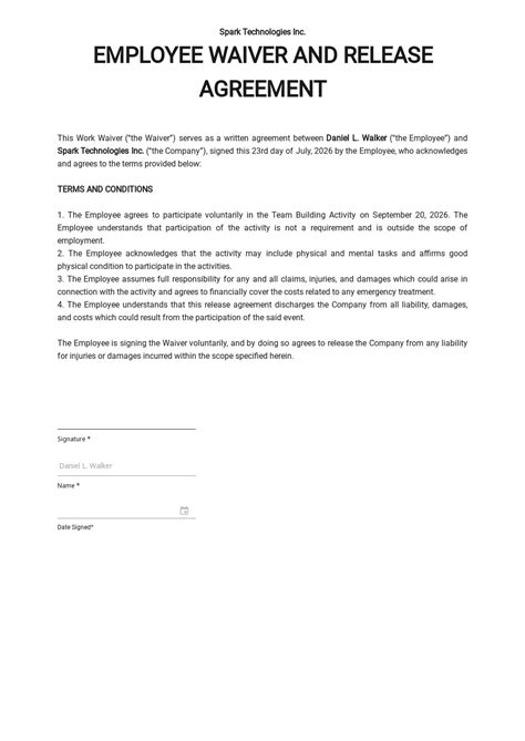 Waiver Example Template