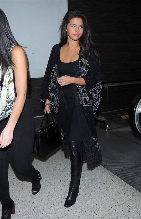 Selena Gomez Busty Wearing A Tight Black Top At LAX Airport Porn Pictures XXX Photos Sex