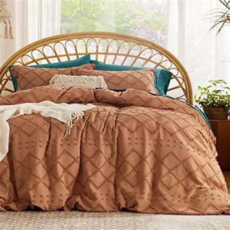 Caromio Boho Duvet Cover Queen Branches Tufted Queen Duvet Cover For All Seasons 3 Pieces