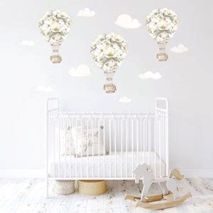 Hot Air Balloon Nursery Wall Decal Floral Air Balloon Whimsical Wall