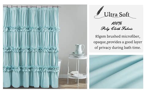 Amazon Homechoice Decor Spa Blue Ruffle Shower Curtain Vintage