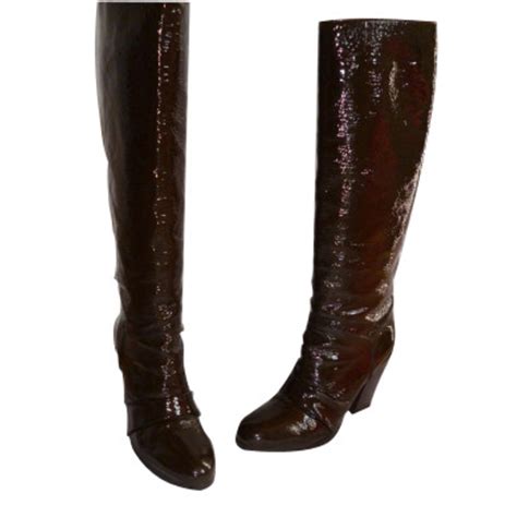 Vanessa Bruno Boots Brown Patent Leather Ref5417 Joli Closet