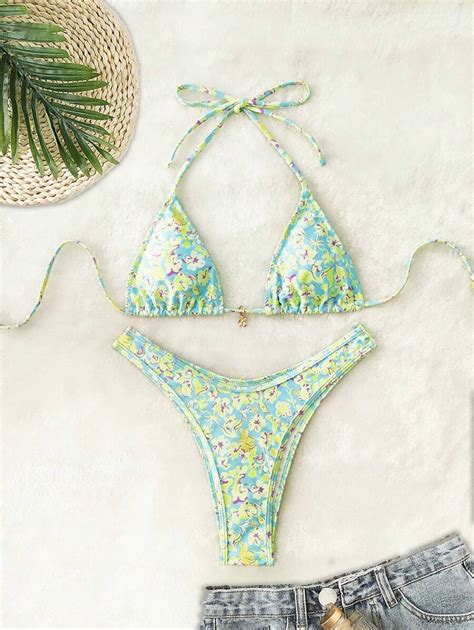 Novo Conjunto de Maiô Bikini Cadarço Impresso e Macio Maiô Elegante para Festa Moda de