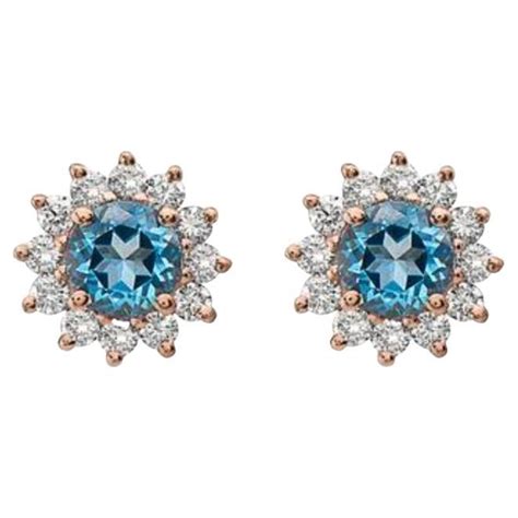 Birthstone Earrings Featuring Ocean Blue Topaz Nude Diamonds For Sale At 1stDibs