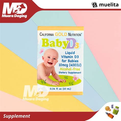Jual California Gold Nutrition, Baby Vitamin D3 Drops, 400 IU, .34 fl ...