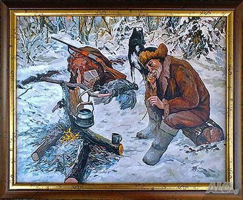 Ловец на почивка - картина за ловци Картина Digital art, принт 41 cm 33 ...