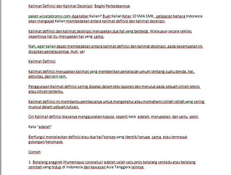 kalimat definisi  kalimat deskripsi