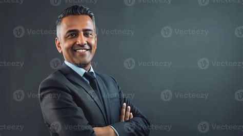 Confident Middleaged Bangladeshi Businessman In Formal Attire Studio