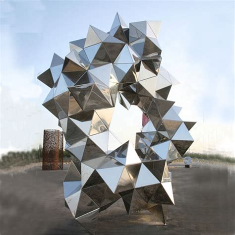 Polished Modern Life Size Stainless Steel Human Geometric Sculpture