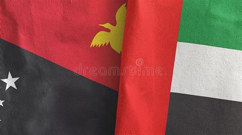 United Arab Emirates And Papua New Guinea Two Flags Textile Cloth D