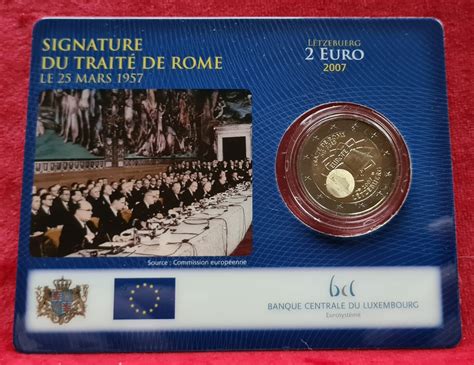 2 Euro Luxemburg 2007 Verdrag Van Rome Coincard Bildtmunt