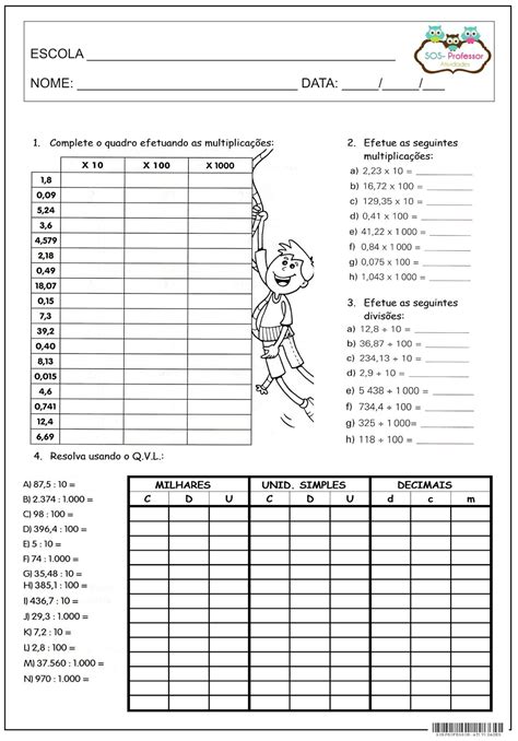 Exercícios De Divisão Com Números Decimais Com Gabarito