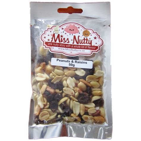 Salted Peanuts And Raisins 50g Miss Nutty