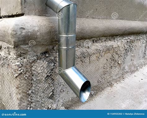 Rain Drain Pipe, New Roof Drain, Rain Drain Installation Stock Photo ...