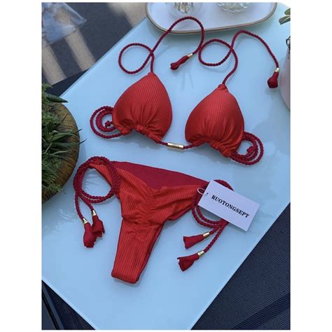 Bikini Femenino 2022 Correas De Hombro Tejido Impreso Traje De Baño May Beach Mujer Shopee