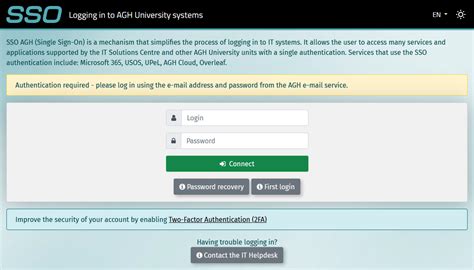 Logging in to AGH SSO -- IT Solutions Centre