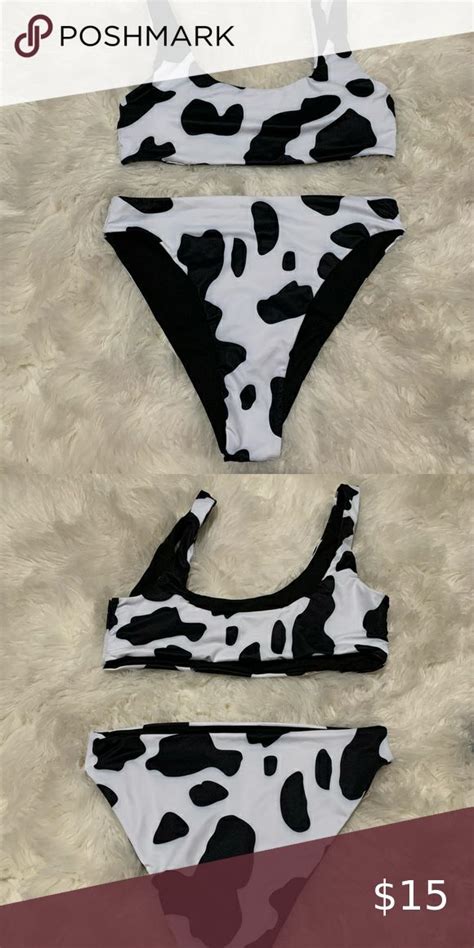 Two Piece Cow Swimsuit Blue Floral Bikini Floral Bikini Bottoms Color Block Bikini