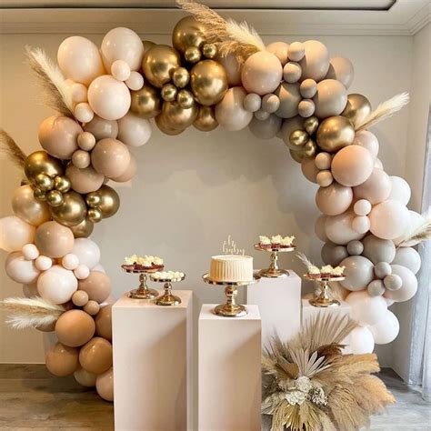 Nude Blush Gold Chrome Balloon Garland Kit Double Stuffed Pastel Ivory Cream White Apricot
