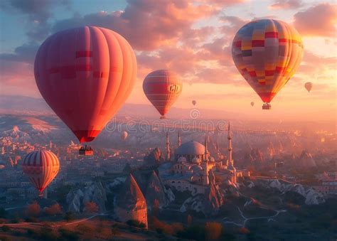 Colorful Hot Air Balloons Stock Illustration Illustration Of Mountains