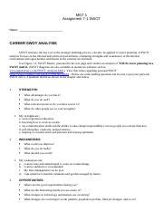 CTE 7 1 Career SWOT Docx MGT 1 Assignment 7 1 SWOT Name CAREER SWOT