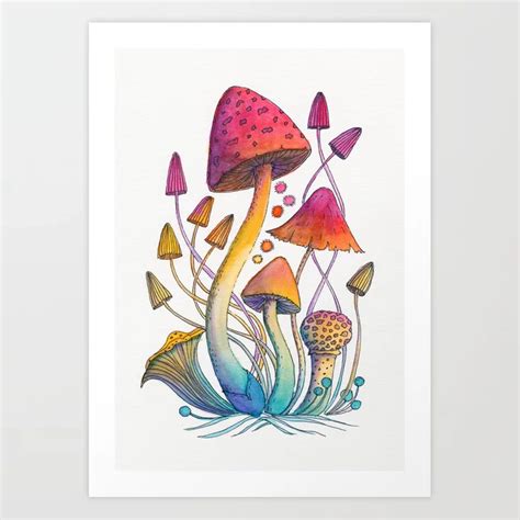 Magic Mushroom Print Downloadable Art Illustration Print Indie Wall Art Cottage Core Print