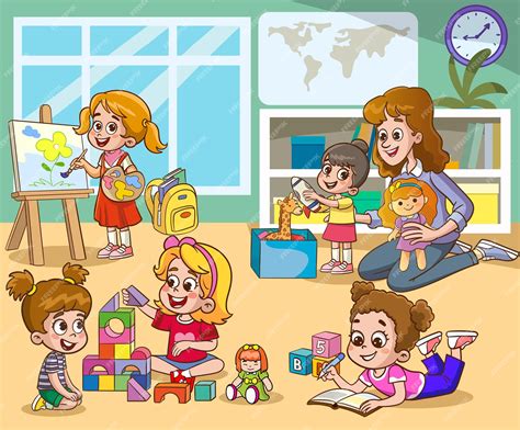 Desenhos De Crianças Brincando Na Escola - 7