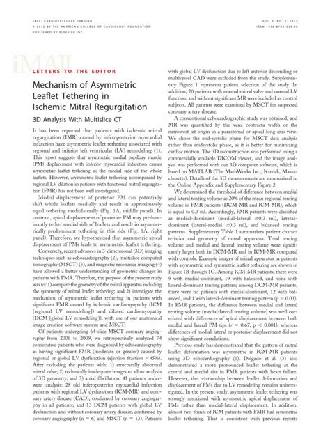 mechanism  asymmetric leaflet tethering  ischemic mitral