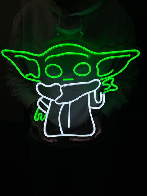 Yoda Neon Sign Baby Yoda Led Neon Sign Grogu Flex Neon Star Wars Custom