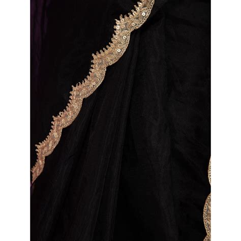 Gajra Gang By Nykaa Fashion Vintage Rani Black Gold Scallop Lace