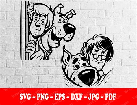 Peeking Scooby And Shaggy 2 Pack Svg T Shirt Sticker Mug Wrap Vector Tattoo Silhouette