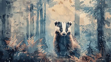 Ai Generated Cute Badger Standing In The Middle Of The Forest