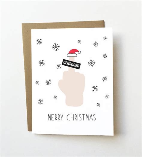 Middle Finger Christmas Card Funny Christmas Card Fuck You Etsy