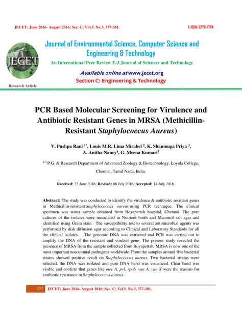 PDF PCR Based Molecular Screening For Virulence And Antibiotic