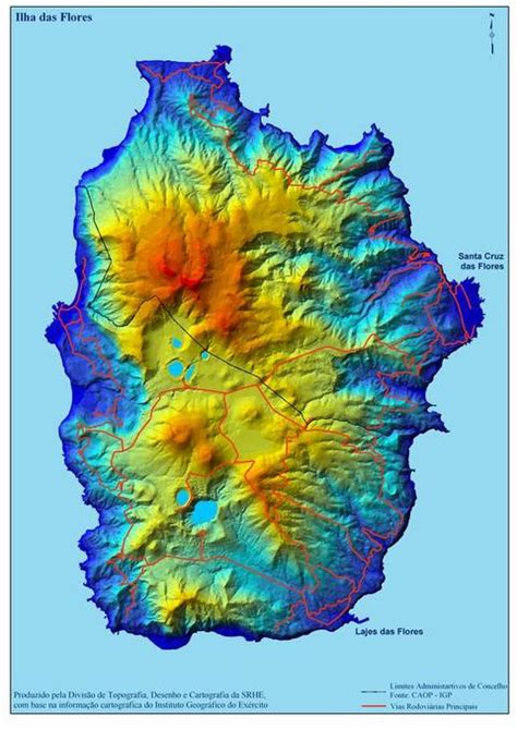 Mapa Físico de las Azores Gifex