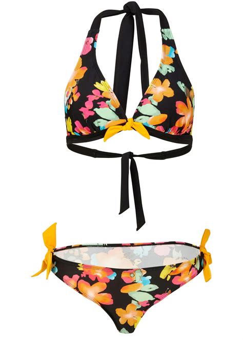 B P C Bikini Tr Jk Tne Miseczki Wi Zane Czarne W Kolorowe Kwiaty Cena
