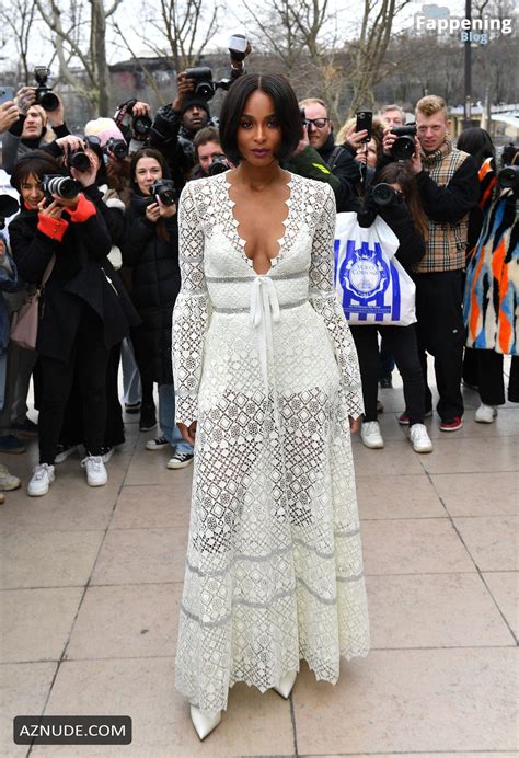 Ciara Sexy Flashes Her Hot Areolas At The Elie Saab Fashion Show In Paris AZNude