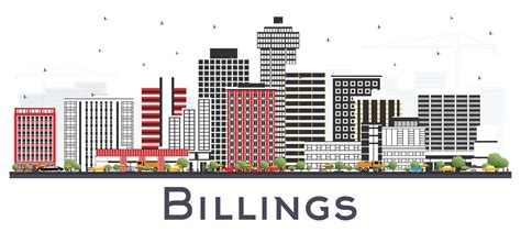 Billings Montana City Skyline With Color Buildings Isolated On White