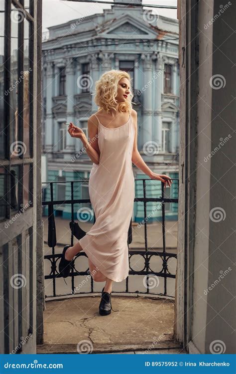 A Blonde Girl With A Cigarette Stock Photo Image Of Fashion Modern