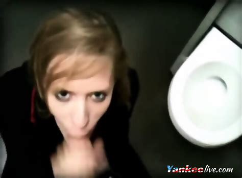 Horny Slut Sucks Stranger In A Restroom
