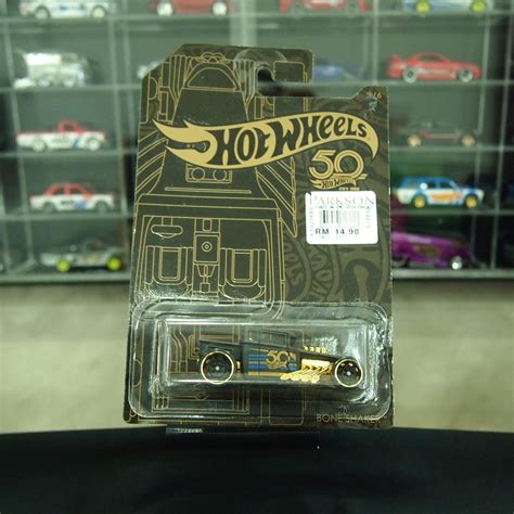Hot Wheels Bone Shaker Black Gold 50 Anniversary Special Card Fantasy Shopee Malaysia