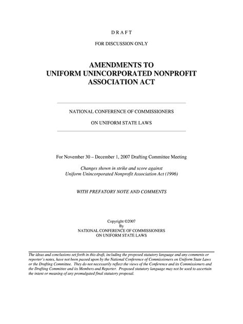 Fillable Online Uniformlaws Amendments To Uniform Unincorporated