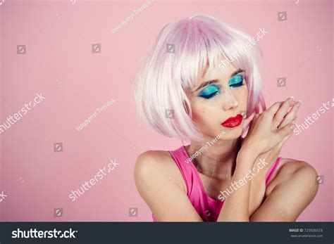 Fashion Model Naked Body Red Lips Stock Photo Shutterstock