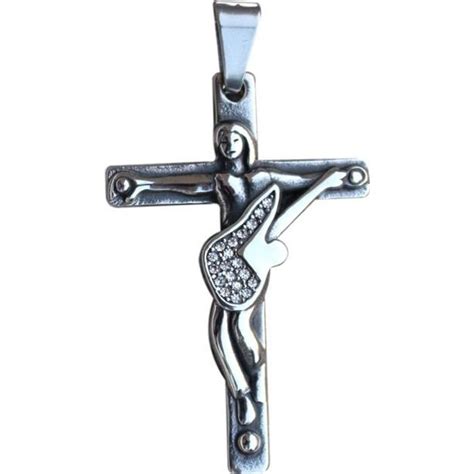 Johnny Hallyday Pendentif Croix Guitare En Acier Inoxydable Achat