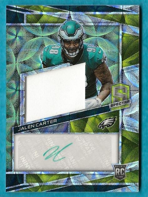 Jalen Carter Spectra Rookie Patch Auto Neon Green Raw