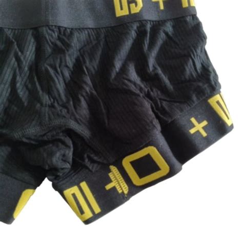 Underwear Socks Brand New Gay Muscle Sexy Ribbed Knit Black Yellow Boxer Brief Us