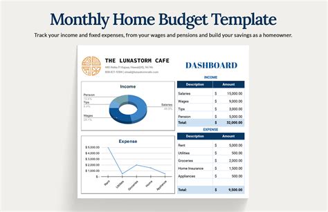 Monthly Home Budget Template - Download in Word, Google Docs, Excel, PDF, Google Sheets, Apple ...