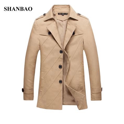 Hot Korean Mens Trench Coat Fashion Brand Handsome Single Breasted Mid